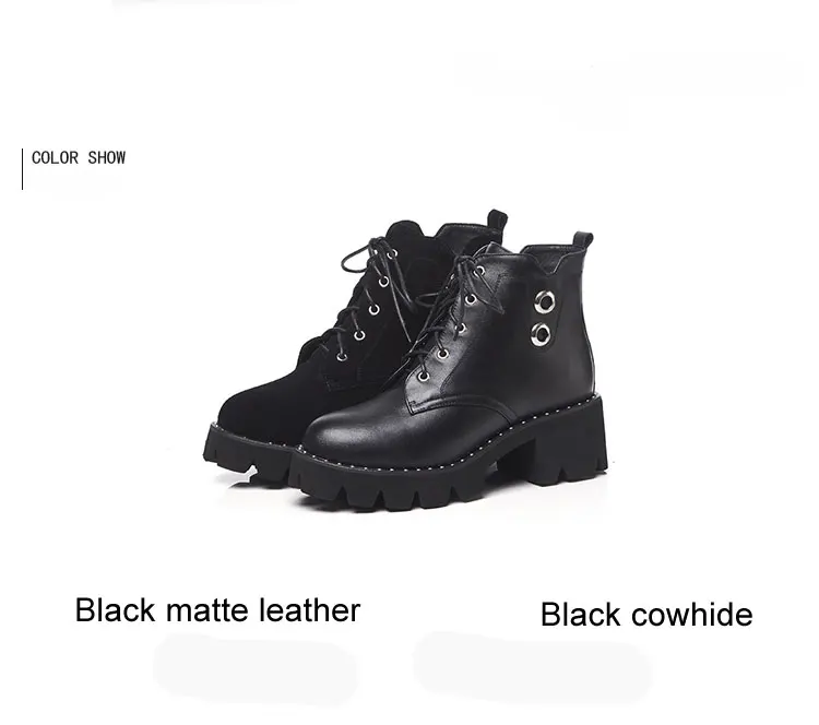 MNIXUAN high quality shoes women martin boots ankle boots winter new platform high heels lace up short boots big size 34-43