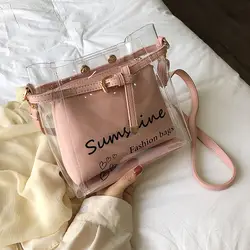 Летняя Прозрачная композитная сумка через плечо для женщин 2019 качество ПВХ роскошная дизайнерская сумка Пляжная прозрачная сумка на плечо