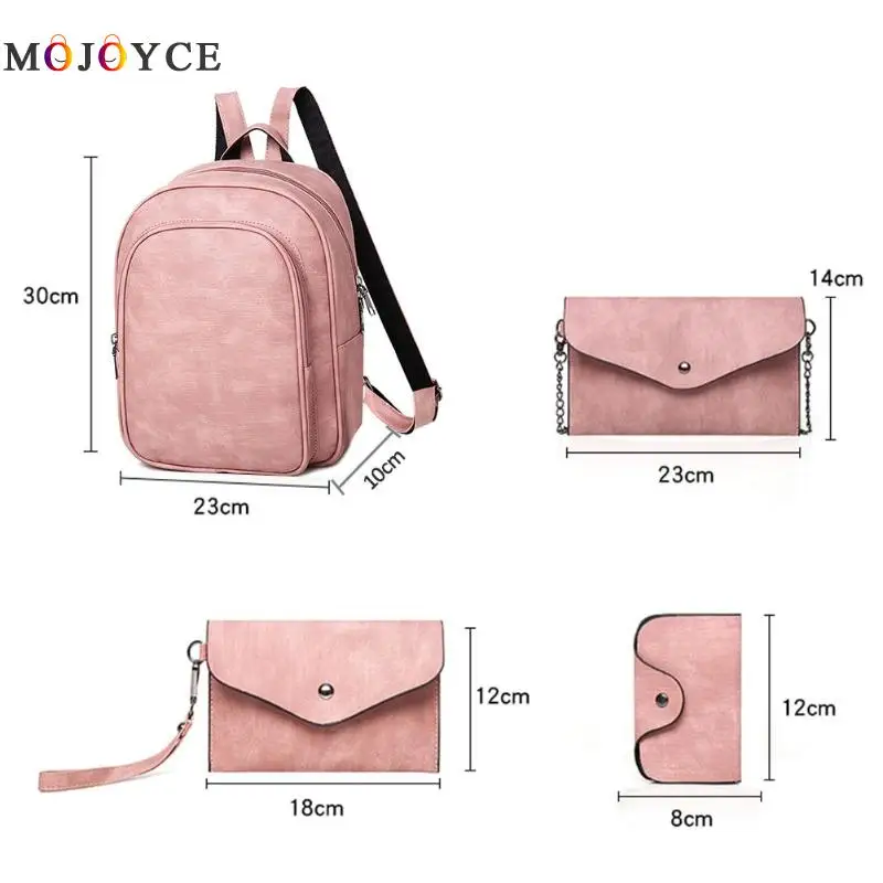 4 unids/set Mochila de cuero de la PU de las mujeres Simple mujer ClassicTeenager hombro paquete Mochila femenina 4 unids/set Mochila de cuero de la PU de las mujeres Simple mujer ClassicTeenager hombro paquete Mochila femenina