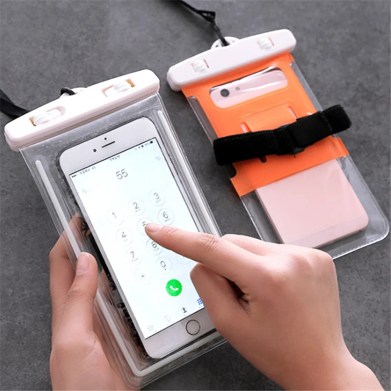 UVR Transparan Layar Terjamah Tahan Debu Tahan Air Tas Ponsel Kantong Tas Ponsel Tali Case untuk Iphone X 7 8 Plus Berenang menggunakan