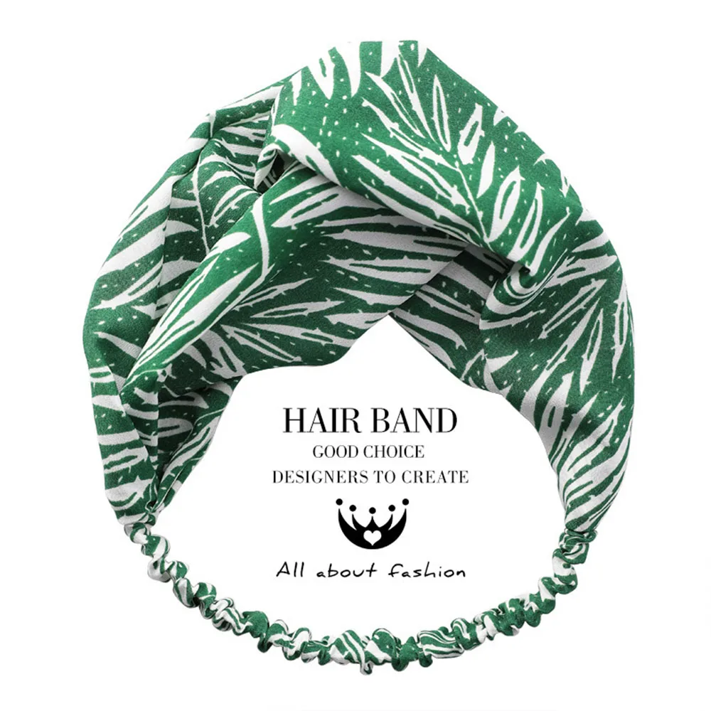 Летние женские завязанные аксессуары для волос в виде тюрбана для девочек Эластичная Повязка На Голову Повязка на голову с принтом резинки для волос головной убор - Цвет: Green