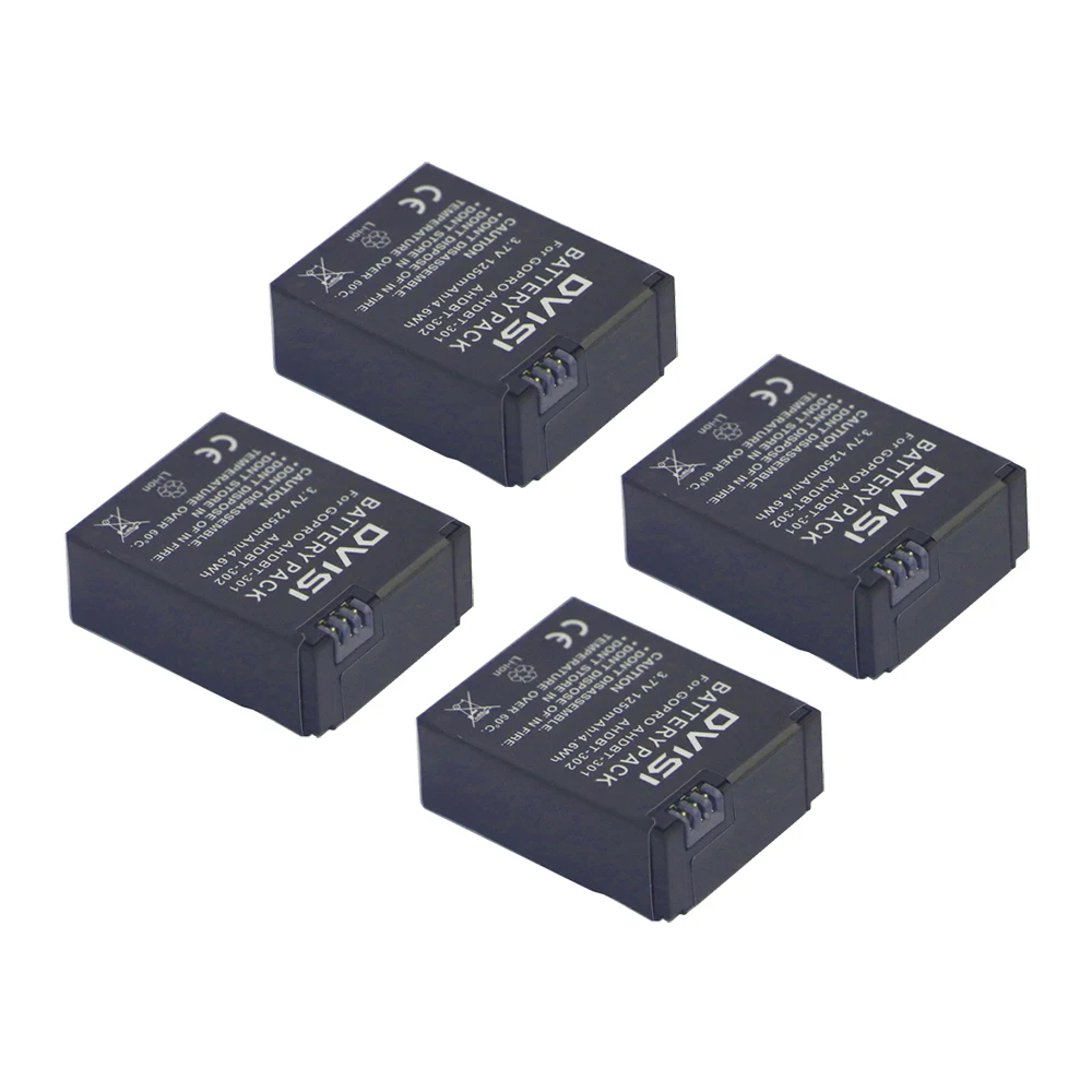 4 шт. AHDBT-301 AHDBT301 AHDBT302 аккумуляторная батарея для GoPro HERO3 + и AHDBT-201 | Электроника
