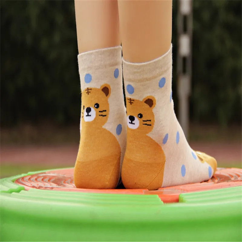 Магазин Crazy Fly весенние Мультяшные носки с котом 3D Животные стиль полосатый хлопок женские тапочки смешные носки Харадзюку meias
