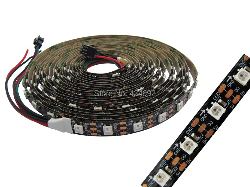 Бесплатная доставка 5 м 90 Вт 300 светодиодов 5050SMD W/WS2812B IC встроенные 60 RGB светодиоды