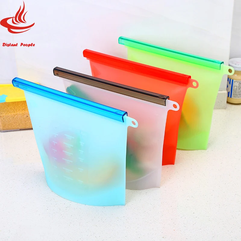 

New 1500ml Silicone Bag Reusable Vacuum Food Fresh Bags Wraps Fridge Food Storage Containers Refrigerator Bag Food ziplock bag