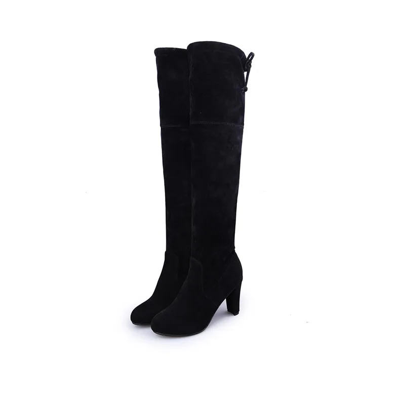

Winter Boots Women Sock Boots Over the Knee Length High Heel Shoes Warm Plush Fleeces Casual Ladies Shoes Botas Laarzen Dames
