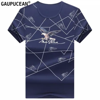 

Summer Man T Shirt Cotton Viscose Anti-Pilling Anti-Shrink Navy Round Neck Animal Printing Soft O-neck Men Short Sleeve T-shirt