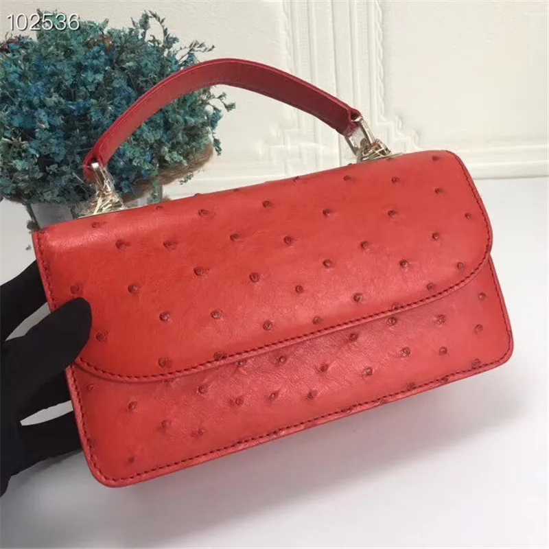 

Summer Style Authentic Ostrich Skin Women Small Handbag Exotic Genuine Leather Female Flap Purse Lady Single Cross Shoulder Bag