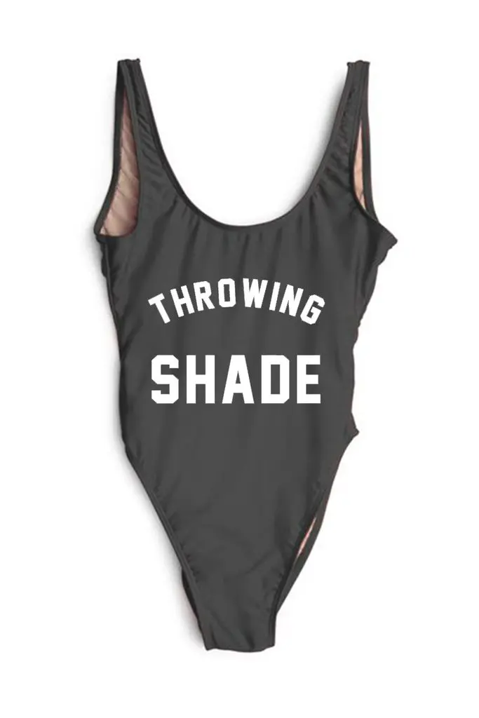 THROWING SHADE SWIMSUIT Funny Letters One Piece Swimsuits Women