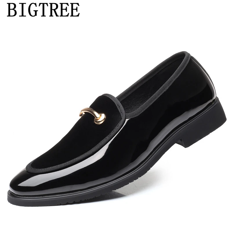 

Loafers Men Party Shoes Brand Elegant Shoes Men Formal Coiffeur Dress Shoes Men Classic Big Size Patent Leather Erkek Ayakkabi