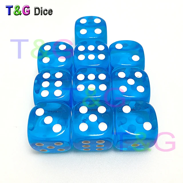 Rainbow Dice 14mm 10pcs/set Acrylic Colorful Transparent D6 ,6 Sided