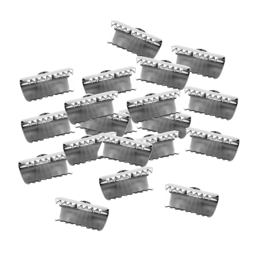20Pcs Iron Ribbon Ends Bracelet Crimp Clamp End Findings Cord Ends Fasteners Clasp Leather Ends Jewelry Making Findings