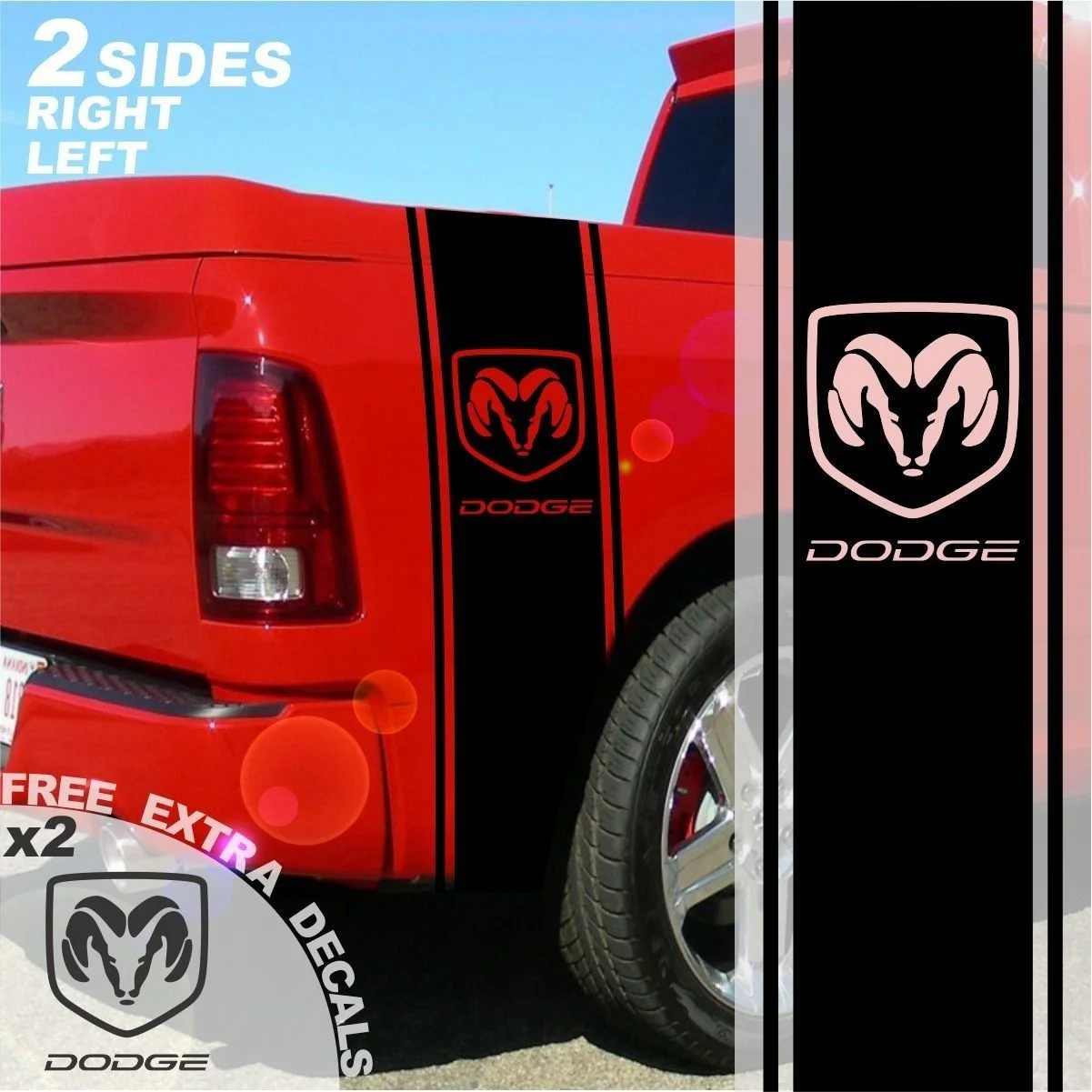 

For 1500 2500 3500 Truck Bed Side Stripes Vinyl Decals Sticker Graphics DS007C