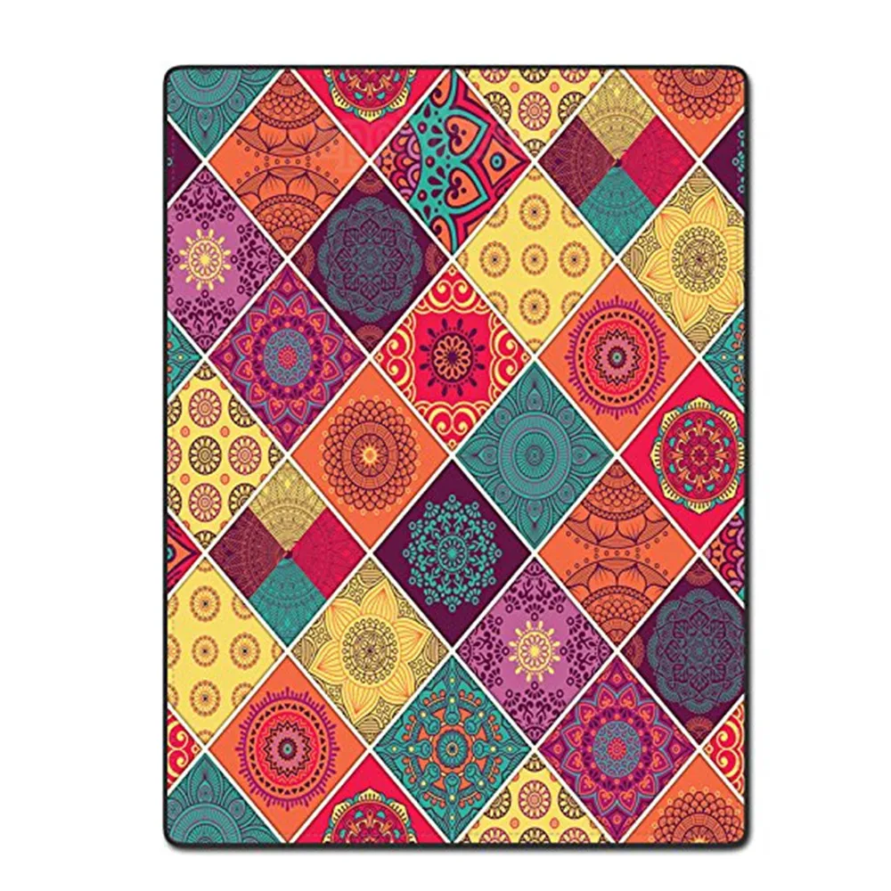 

Blankets Funny Gorgeous Colorful Flower Pattern Ethnic Comfy Funny Bed Blanket