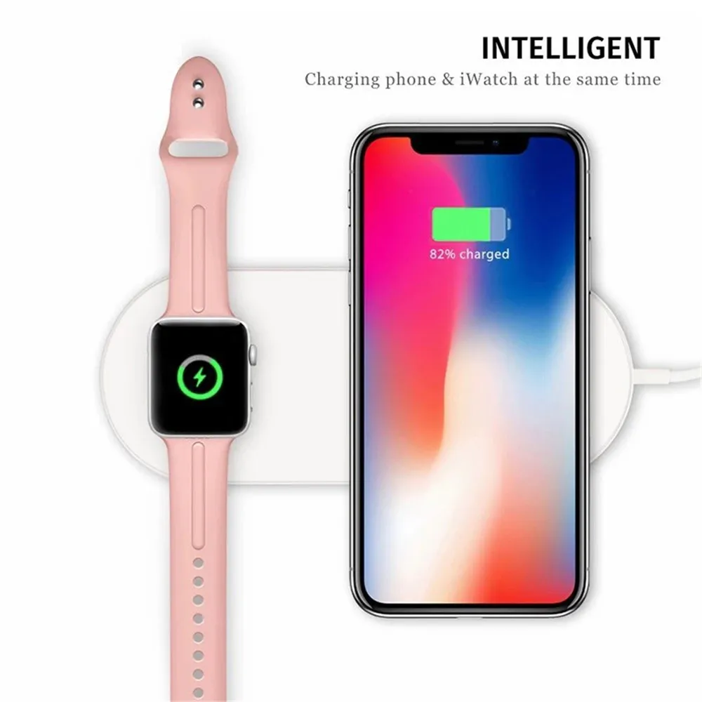 

For Apple Watch 4 3 2 Wireless Charger Build in For iPhone XR XS X 8 8 Plus Wireless Fast Charging Pad QC 3.0 For Samsung Huawei