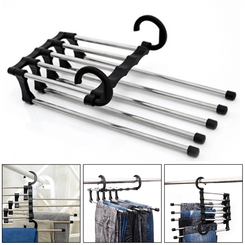 

1xFolding Multi-Layer Pants Trousers Scarf Hanger Storage Rack Organizer Home