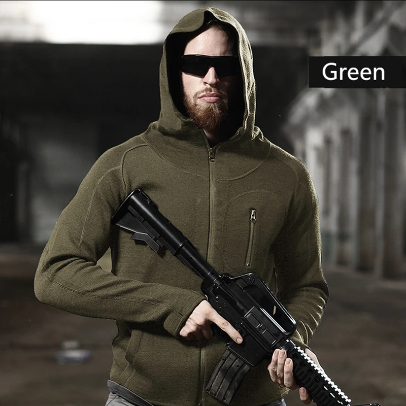 

Men's Spring and Autumn Mountaineering Tactical Cardigan Hooded Thin Cardigan Army Fan Jacket Sweater