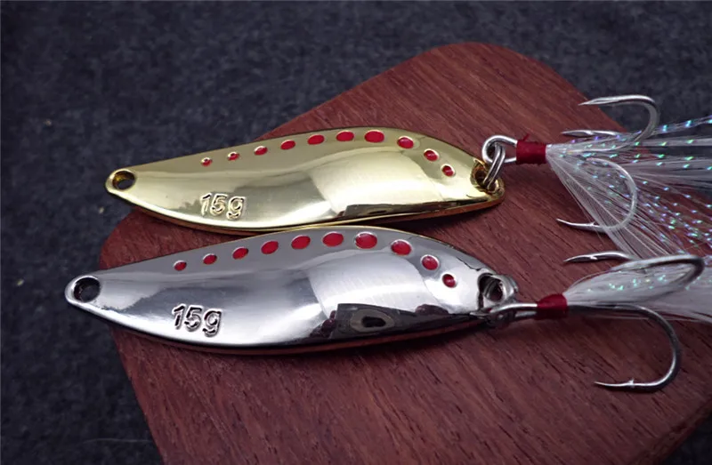 7.5g 10g 15g 20g  brand Fishing lure spoon Gold/Silver fishing bait spoon hard lures metal lure China free shipping