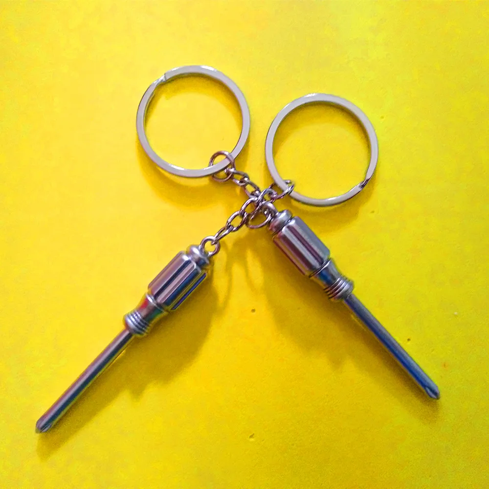 50 Pcs Mini tool keychains screwdriver keyring turn screw keychain metal keychain zinc alloy key