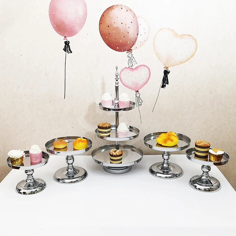 5pcs/ set mirror surface top cake stand set cupcake stand table decoration