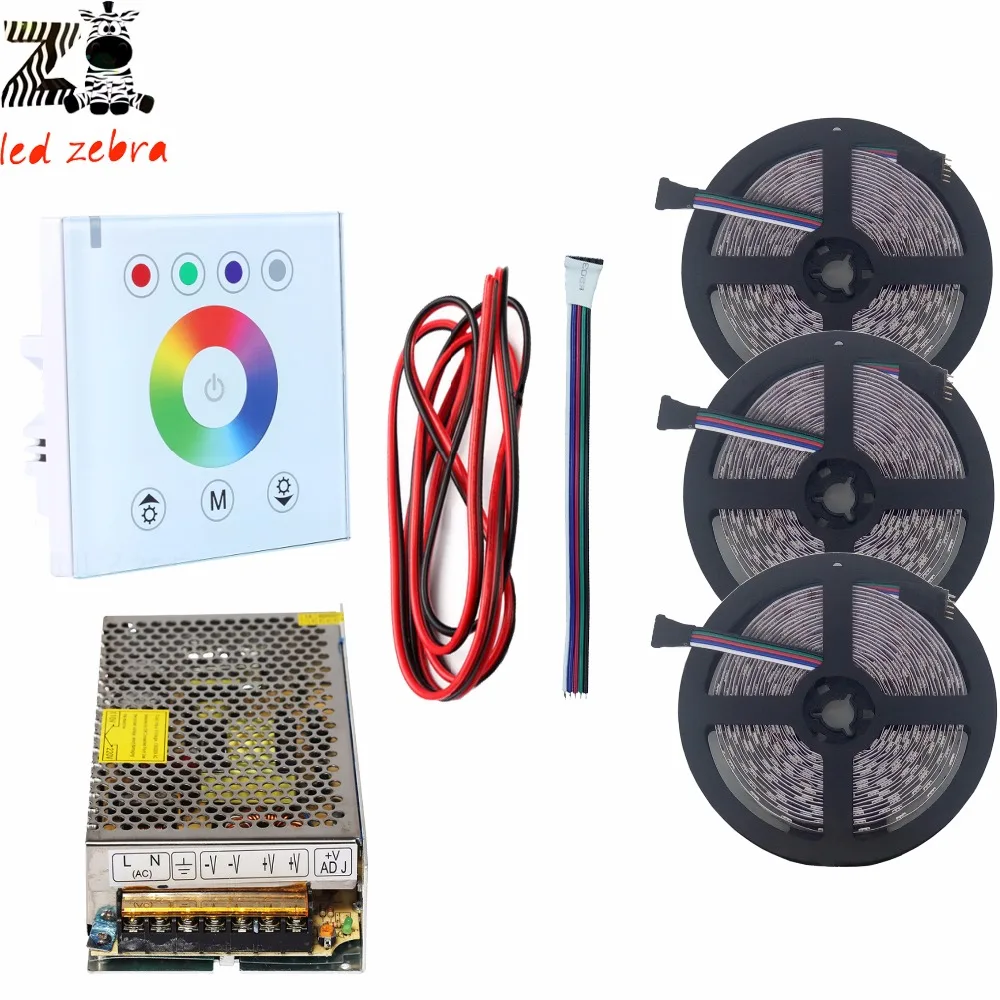 

5m/10m/15m 5050 SMD rgbw rgbww led strip light+white led touch panel controller+12v led power transformer+2pin led cable wire