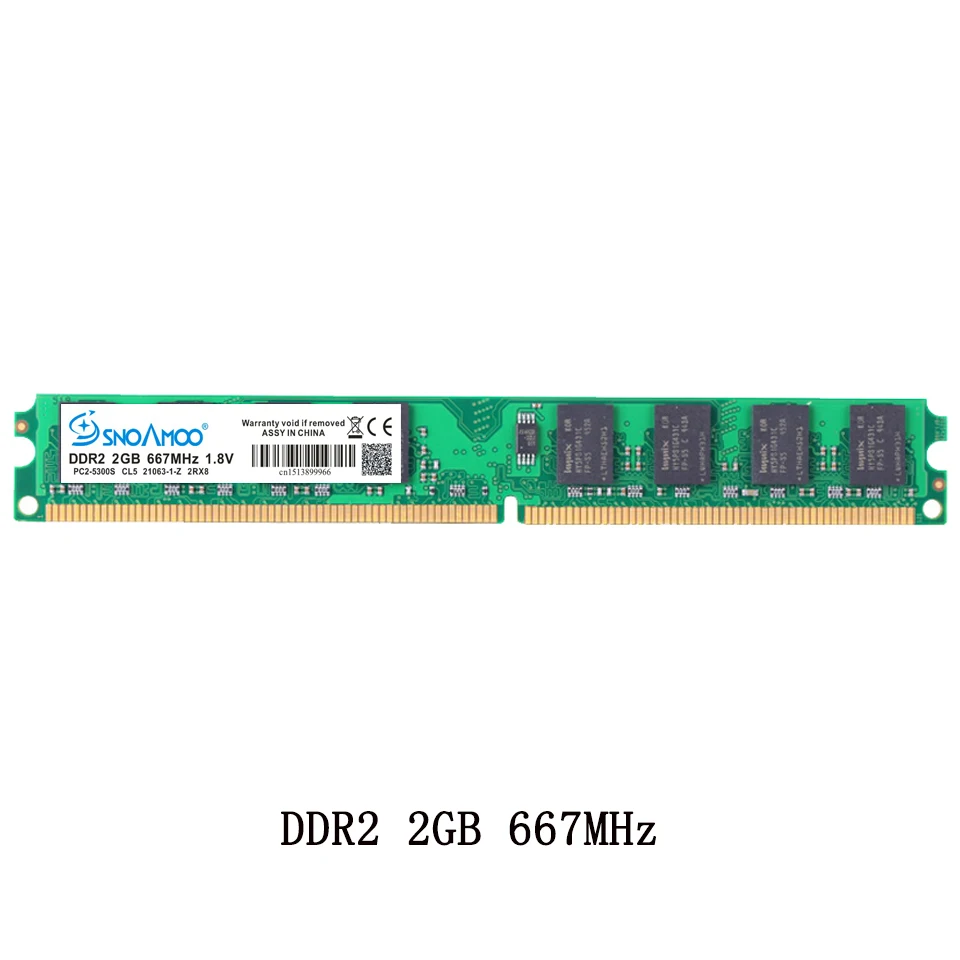 SNOAMOO Настольный ПК RAMs DDR2 1 ГБ ОЗУ 800 МГц PC2-6400S 240-Pin 1,8 в 667 МГц 2 Гб памяти DIMM для I совместимого компьютера гарантия памяти