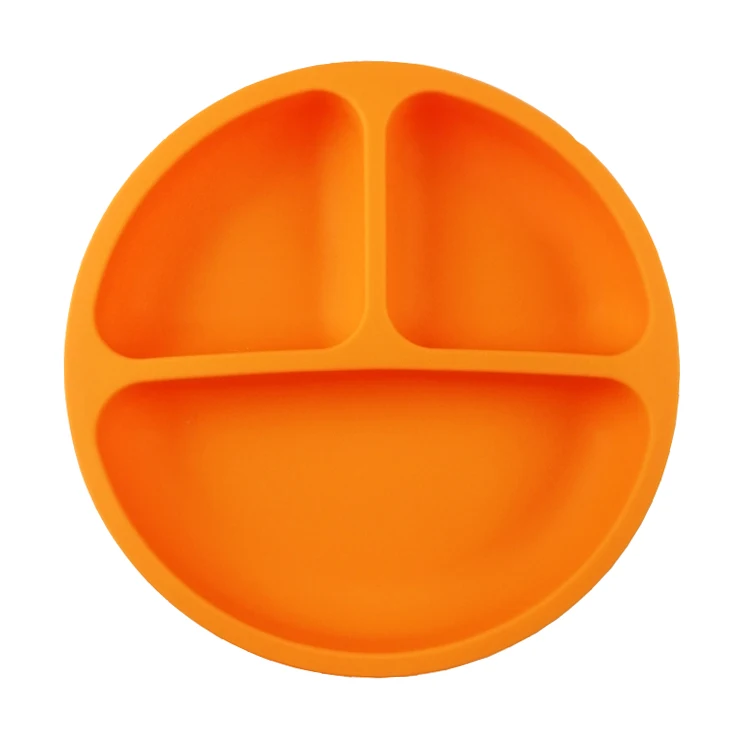 BPA free non slip upset baby silicone Round Shapep separated placemat for kids in one piece placemat