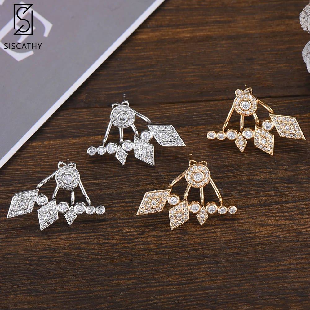 

Trendy AAA Cubic Zirconia Earrings Unique Design Indian Statement Stud Earrings for Women Jewelry female bride Wedding Jewelry