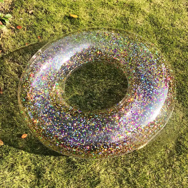 Transparent Glitter Tube Inflatable Swimming Pool Float Raft Ring in