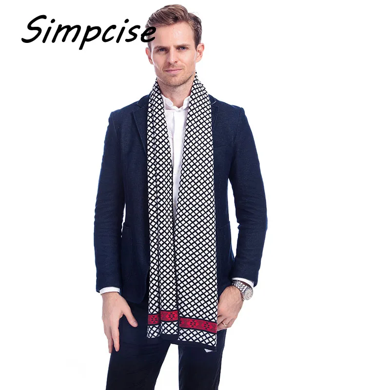 Winter Knitted Scarf Man Hot Sale Unilateral Plaid Knit Scarves Men Charm Warm Scarf Shawls Gift A3A18940