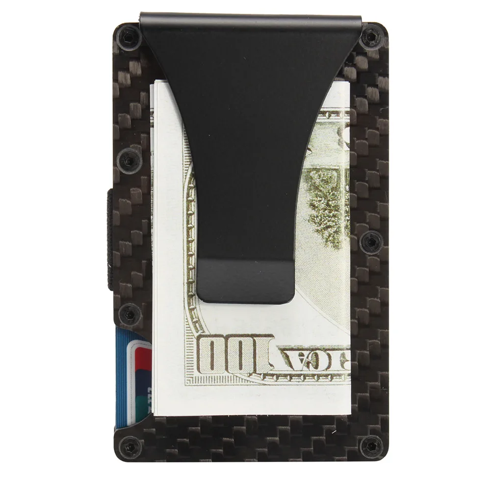 Модный тонкий карбоновый кредитный держатель для Карт RFID несканирующий металлический кошелек мужской Carteira Masculina Billetera