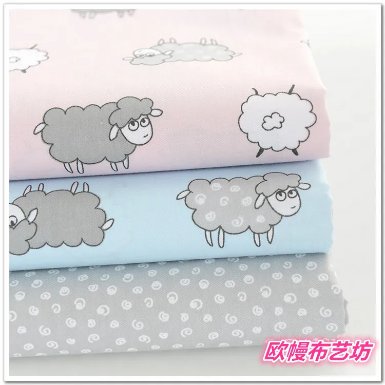 

50*160cm sheep Twill Cotton Fabric Meters for Quilting Children's Bed Sheet Sewing Material Patchwork Telas D30