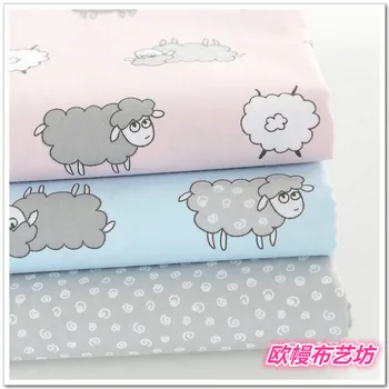 

50*160cm Sheep Twill Cotton Fabric Meters For Quilting Children's Bed Sheet Sewing Material Patchwork Telas D30