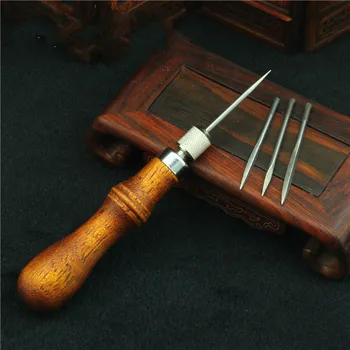 

1 Set DIY Leather Carving Tools Leather Cutting Knife Wood Handle Knife Four In One Leather Tools Leather Craft Tools