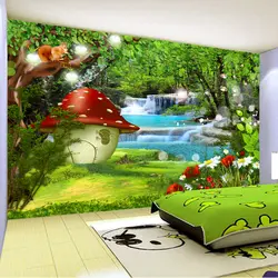 Настраиваемое настенное ткань 3D мультфильм лесных грибов фото обои настенная живопись детская комната Спальня фон стены домашнего декора