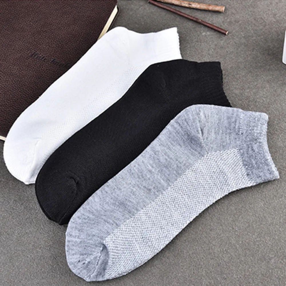 5 Pairs Mens Ankle Socks Brand Quality Polyester Summer Mesh Thin Boat