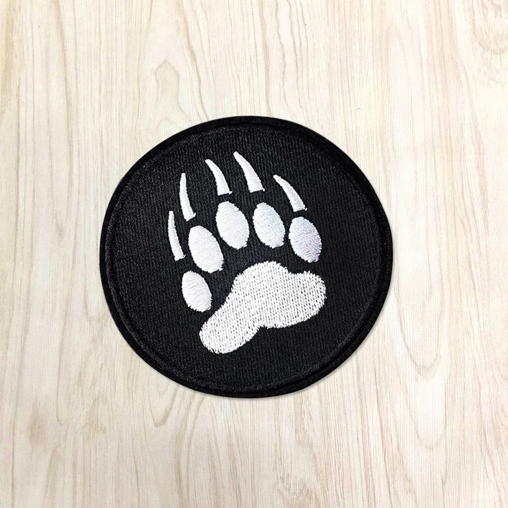 

WOLF LOG CAT PAW iron On embroidery patch for Jacket backing, punk motorcycle embroidery skeleton biker badge