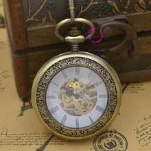 men Mechanical Pocket Watch man fob watches glass steampunk bronze roman antique vintage retro Stylish hand Wind good quality