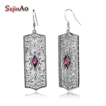Szjinao Южнокорейские женские ретро модные и индивидуальные свадебные аксессуары Красные Рубиновые Серьги 925 серебряные серьги