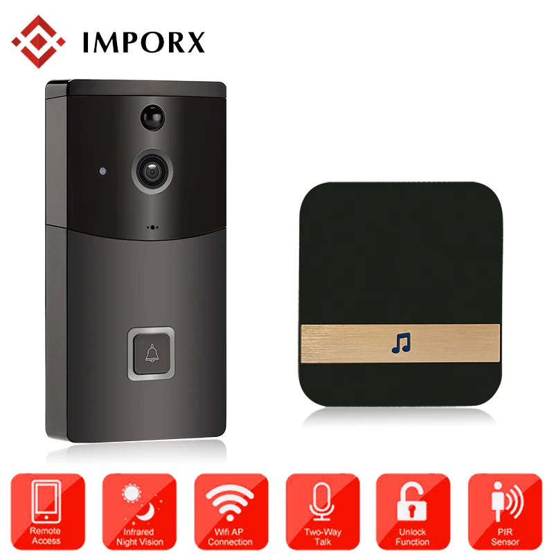 

720P IP Video Intercom WI-FI Video Door Phone Ring Door Bell WIFI Doorbell Camera Two-way Audio Battery Operation +Indoor Chime