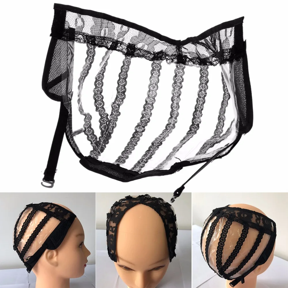 New Nylon Weaving Mesh Cap U-part Shape Wig Cap Weaving Net Mesh DIY Black ...