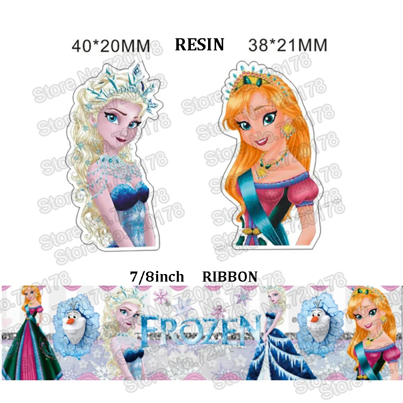 

printed cartoon Princess grosgrain ribbon and resin sets 7/8inch 50yard ribbon and 50pcs resin 1 set REB92