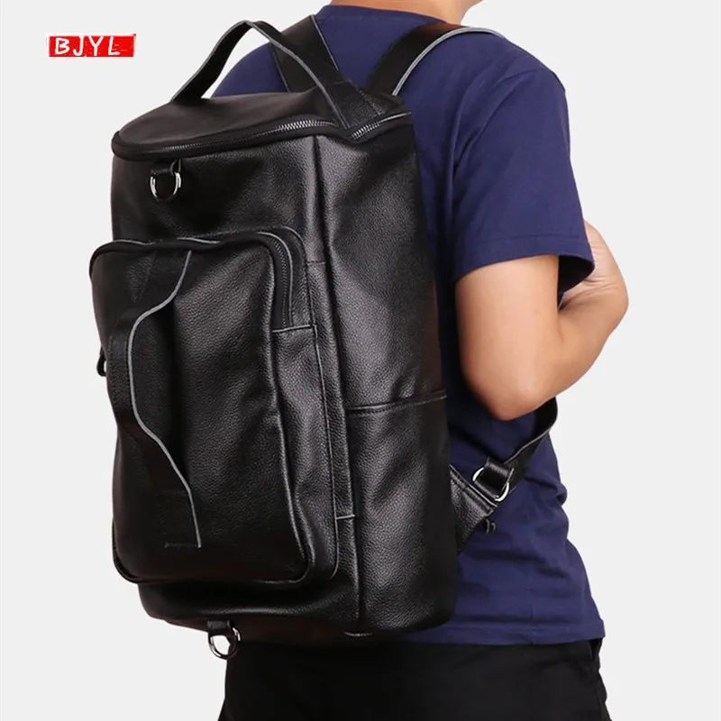 

2019 Genuine leatehr men's Backpack large-capacity luggage bag retro backpack top layer leather shoulder bag vintage backpacks
