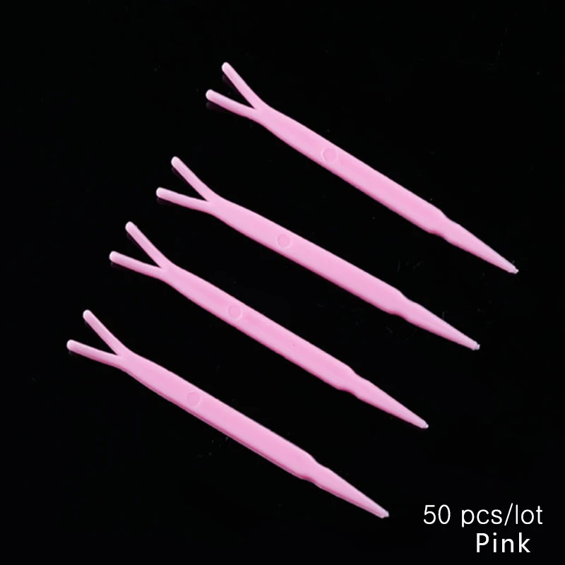 SEXYSHEEP 50 шт./партия двойная палочка для век вилка двойная палка для век вилка многоцветная Y Тип U Тип вспомогательная установка вилка - Цвет: pink