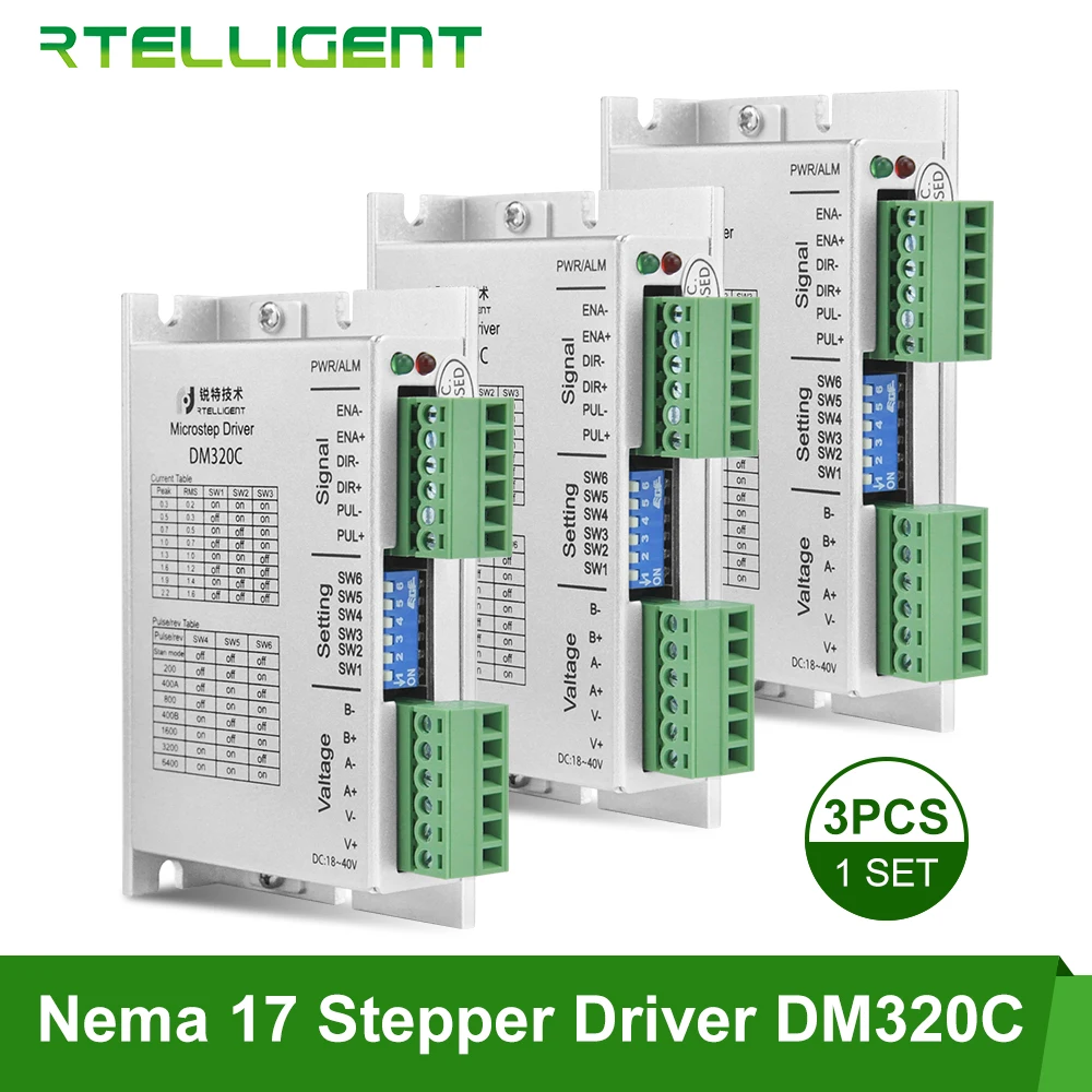 Продажа DM320C 3 шт. Nema 17 Драйвер шагового двигателя 2.2A 24-48VDC шаговый для Nema17