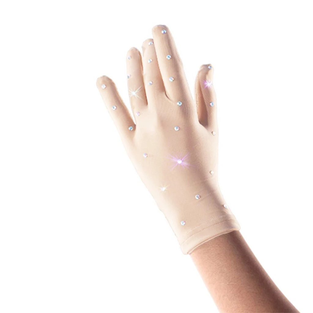 elastische Mädchen Handschuhe mit Strasssteinen für Eiskunstlauf 