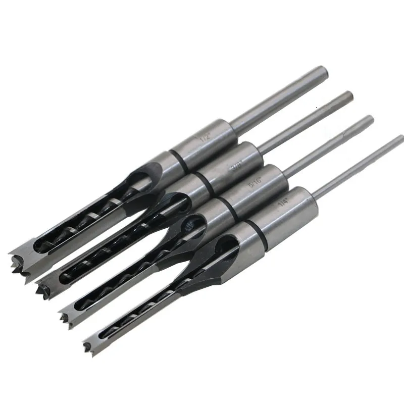 

iTECHOR 4Pcs/Set DIY Woodworking Tool Mortising Chisel Set Square Hole Extended Drill Woodworking Tools 1/4 5/16 3/8 1/2 Inch