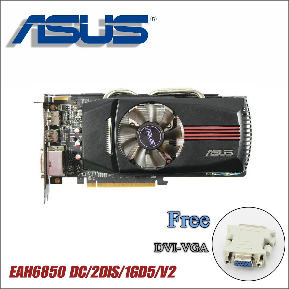 Б/у Видеокарта ASUS оригинальная HD6850 1 ГБ 256Bit GDDR5 видеокарты для ATI Radeon HD 6850 используемые карты HDMI DVI