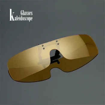 

Kaleidoscope Glasses Women Clip on Sunglasses Men Polarized Classic Shield Glasses Yellow Night Vision Driving Flip Up Glasses