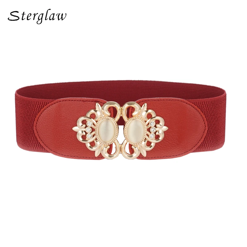 Fahison vintage studded diamond elastic belts for women 2020 casual